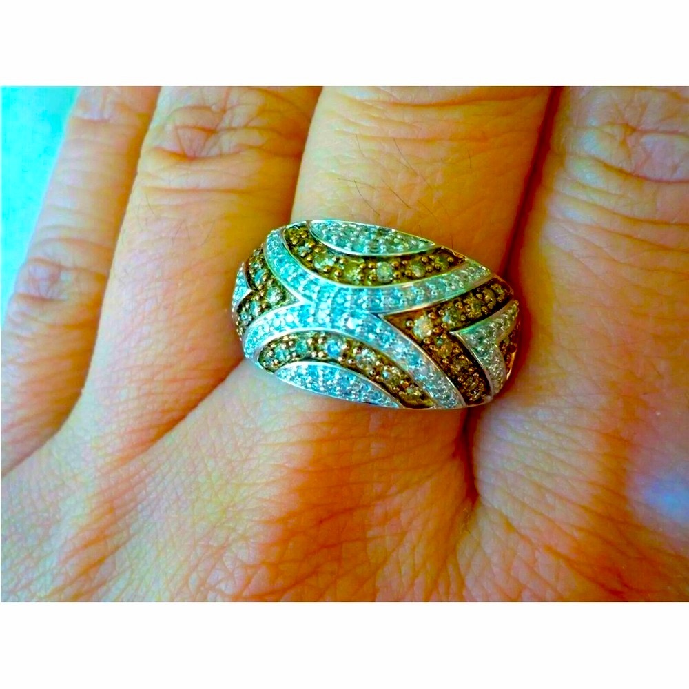 LeVian Style Diamond 14K White Gold Ring, Solid Gold Band-8.1gm, 1 of a Kind - Picture 2 of 6
